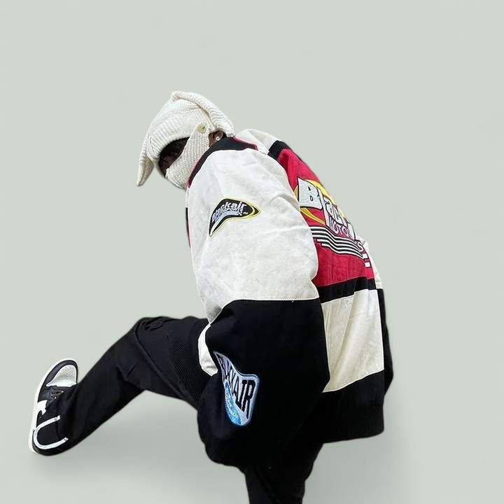 Blackair Red & White Racing Jacket | Streetwear Motorsport Style | Zipupwear