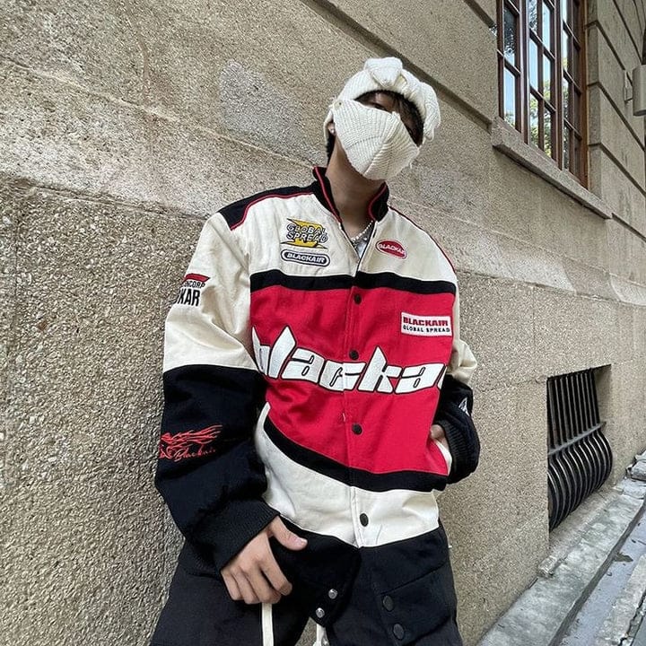 Blackair Red & White Racing Jacket | Streetwear Motorsport Style | Zipupwear