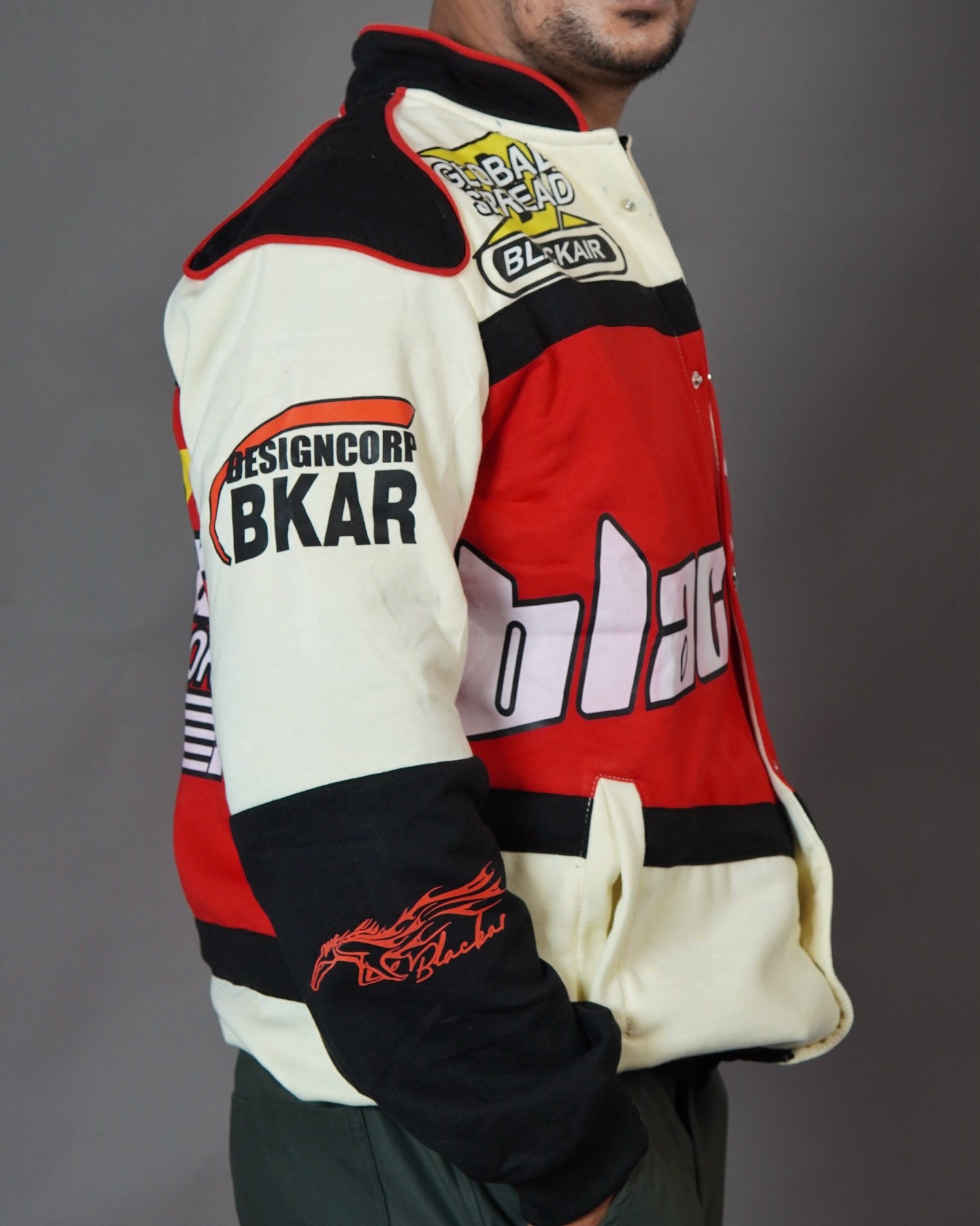 Blackair Red & White Racing Jacket | Streetwear Motorsport Style | Zipupwear