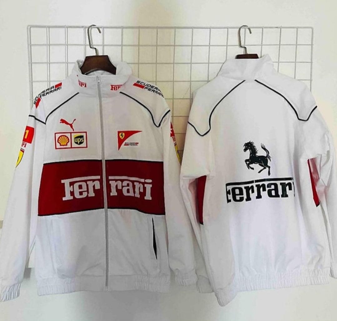 Scuderia Ferrari White Jacket | Premium Formula 1 Outerwear | Zipupwear